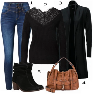 Outfit s Modrá Kalhoty Street One "Podzimní módní styl"