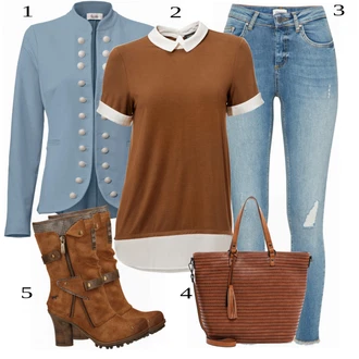 Outfit s Hnědá Nízká bota na podpatku/Kozačka Chelsea Boty/Klasická Kozačka/Zimní bota Mustang "Módní vzhled pro podzim"