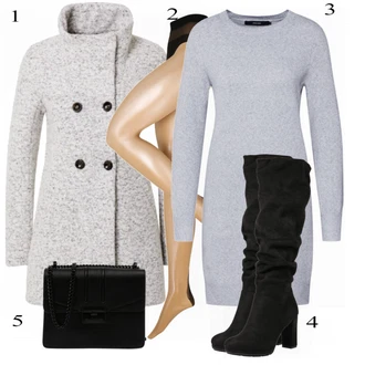 Vodopádový výstřih Outfit s Šedá/Hnědá/Béžová Pletený Fleecový Kabát/Pletený Kabát/Zimní Kabát Vlněný kabát/Vlněný Fleecový Kabát/Kabát Bouclé Only "Módní vzhled pro podzim"