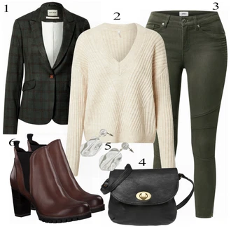 Outfit s Šedá/Růžová/Béžová/Modrá Pletený Oděv Only "Módní vzhled pro podzim"