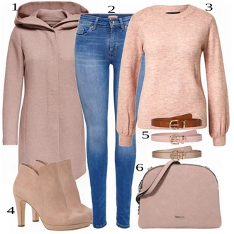 Outfit s Růžová/Hnědá/Fialová Zimní Kabát Vlněný kabát/Lodenový kabát/Pletený Kabát/Kabát s Kapucí/Pletený Fleecový Kabát/Kašmírový Kabát/Vlněný Fleecový Kabát Only "Podzimní Look"