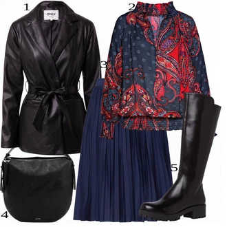 Krep Outfit s Červená/Žlutá/Vícebarevný Lascana "Podzimní Look"