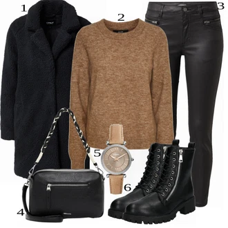 Outfit s Černá/Šedá Mokasín/Mokasín/Lodička s Přezkou/Teniska s dírkovaným vzorem/Chunky Tenisky/Barefoot bota/Tenisky s Bočním Zipem About You "Podzimní Look"