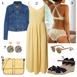 Outfit s Žlutá/Hnědá Šaty Na Ramínko/Midi Šaty/Šaty v Délce do Lýtka/Žerzejové Šaty/Šaty na tenké ramínko/Mullet šaty/Plisované Šaty/Dlouhé Letní Šaty Only "Módní letní styl"