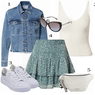 Outfit s Zelená/Tyrkysový Sukně Vrstevná/Sukně S Květinovým Vzorem/90tá Léta Sukně/Sukně s potiskem/Moderní Sukně Leger by Lena Gercke "Hezký outfit pro volný čas"