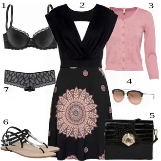 Outfit s Šedá/Černá/Tmavě šedá/Tmavě modrá Spodní kalhotky/Průsvitná kalhotka/Tanga/Brazilské Kalhotky/Podvazkový Pás/Klasické kalhotky/Průhledná kalhotka Lascana "Vkusný letní outfit"