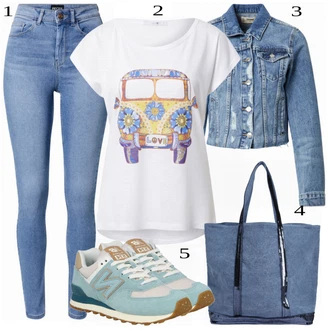outfit mit Turkizna Denim Jakna Tally Weijl "Tvoj udobni outfit"