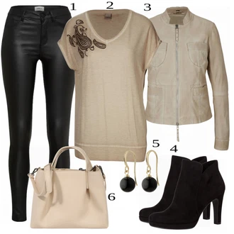 Ležérní outfity 60. Let s Černá Visací Pilgrim "Módní Ležérní outfit"Look: Styl, 20 léta, 60. Let, Elegantní, Francouzské, Old Money, Unisex, Retro, 80tá léta