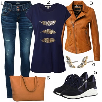 Podzim Outfit s Modrá/Tmavě modrá Kožená bunda/Kožené Boty/Kožená Pánská Bund/Push up Džín/Zimní bunda/Džíny s Nízkým Sedem/Džín s Nízkým Pasem/Džíny s Rozparkem/Slim Fit Džíny/Termální Džíny LTB "Módní Ležérní Outfit"