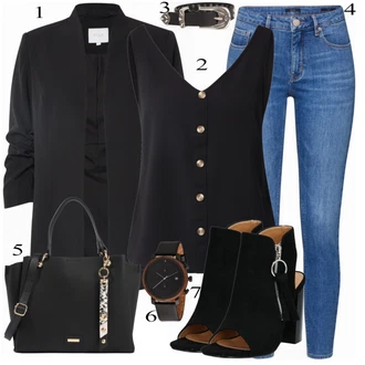 Outfit s Černá Tričko & Top Móda Pro Plnoštíhlé/Tunika/Halenka Móda Pro Plnoštíhlou VERO MODA "Módní Ležérní Outfit"