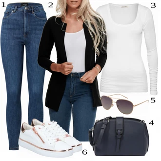 Outfit s Černá Pletenina veľkej veľkosti/Kabát/Tunika Only "Módní Ležérní Outfit"