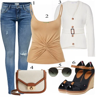 Outfit s Šedá/Modrá Kardigan Missguided "Módní jarní Outfit"