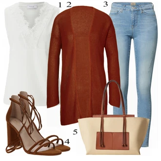 Dlouhé Outfit s Modrá/Světle modrá/Hnědá Kožená bunda/High Waist Džínové Kalhoty/Džíny s Rozparkem/Push up Džín/Navlékací džíny/Kožené Boty/Kožená Pánská Bund Only "Módní jarní Outfit"