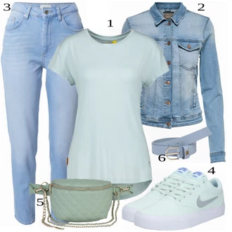 outfit mit Modra/Turkizna Denim Jakna Only "Modna pomladna oblačila"