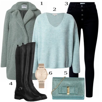 Outfit s Modrá Kozačka Tamaris "Módní zimní Outfit"