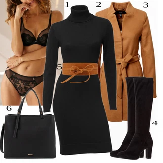 Outfit s Oranžová/Hnědá/Béžová Ležérní pásek/Pásek bez Přezky/Korzetový Pásek/Klasické Pásky/Obojek/Široký Opasek/Pásek Na Pas/Páska s Kapsou/Kožený Pásek Pieces "Módní zimní Outfit"