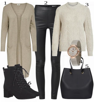 Outfity na zimu s Šedá/Khaki/Béžová/Hnědá Pletený Oděv/Pletenina veľkej veľkosti JdY "Módní zimní Outfit"