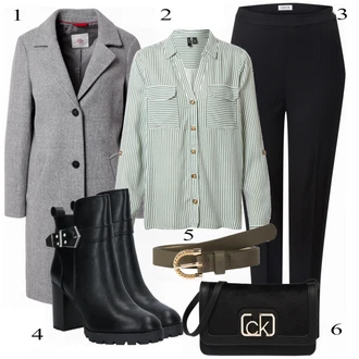Outfit s Šedá Tunika/Dlouhý Zimní Kabát/Dlouhé Kardigany/Dlouhá tylová sukně/Dlouhý Svetr/Halenka/Parka VERO MODA "Módní zimní Outfit"