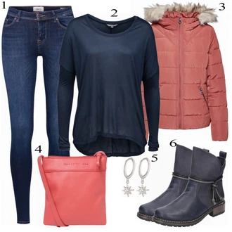 S páskem Dlouhé Outfit s Modrá/Tmavě modrá Kožená bunda/Zimní bunda/Kožené Boty/Slim Fit Džíny/Push up Džín/Džíny s Nízkým Sedem/High Waist Džínové Kalhoty/Termální Džíny/Džín s Nízkým Pasem Only "Módní"