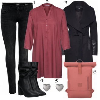Podzim Outfit s Hnědá/Fialová/Krémová/Bílá/Vícebarevný Kalhoty Manšestrový legíny/Teplé Legíny/Bavlněné Legíny/Pletený Legín/Legíny s Podšívkou Only "Módní"