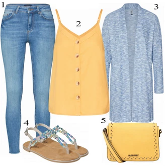 Outfit s Modrá Kožená bunda/Svetrová Vest Dlouhý svetr/Midi Kabát Pieces "Módní Vzhled"