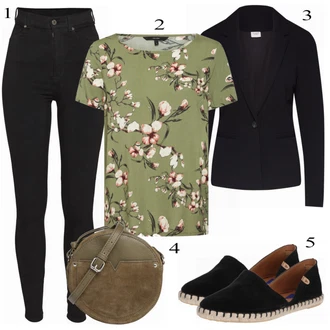 Outfit s Černá Zimní kotníková bota/Polobotek/Zimní bota/Nízká bota na podpatku/Espadrilka na Podpatku Verbenas "Náladový"