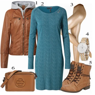 Outfit s Béžová/Hnědá Kozačka Šněrovací Kotníková Bota/Kozačka se zipem/Bojová Bota/Motorkářská bota Mustang "Pěkný podzimní vzhled"