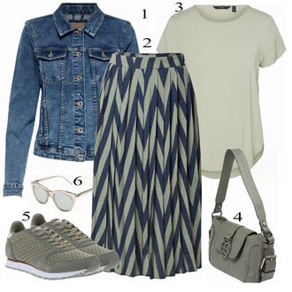 Outfit s Šedá Šněrovací Bota/Běžecká bota/Nízká bota na podpatku WODEN "Pěkný jarní outfit"