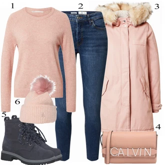 Outfit s Béžová Klobouk Tommy Hilfiger "Pěkný zimní vzhled"