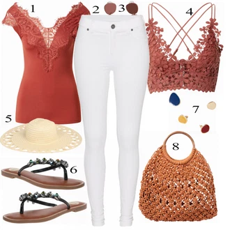 Outfit s Červená Free People "Pěkný letní vzhled"