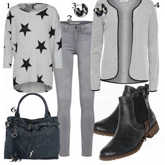 Outfity pro práci Plnější Postavou s Šedá/Světle šedá Pletenina veľkej veľkosti/Mikina/Kabát Only "Mustang Kozačky"