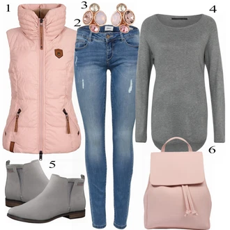 Outfit s Šedá Kozačka S.Oliver "NAKETANO VESTE"