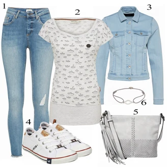 Outfit s Šedá Nízká bota na podpatku/Zimní bota/Teniska Skate Bota/Nízká Teniska/Šněrovací Bota Mustang "Naketano"