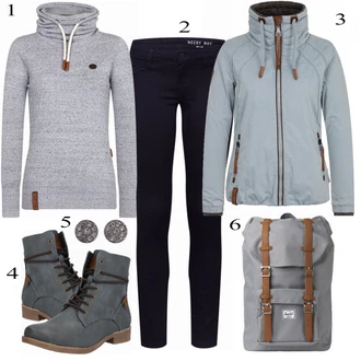 Diamantový vzor Outfit s Tmavě šedá/Šedá/Stříbrný Sponka do ucha/Pecka Fossil "Naketano"