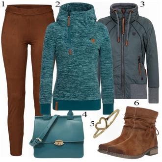 Outfit s Hnědá/Béžová Kozačka Kotníková Bota s Podšívkou/Vintage Kotníková Bota/Letní kotníková Kozačka/Plochá Kotníková Bota/Bota se širokým nohavici/Šněrovací Kotníková Bota/Kožená kotníková bota/Zimní kotníková bota Rieker "Naketano Hoodie"