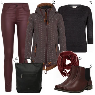 Outfit s Tmavě červená/Vínová/Fialová/Růžová Kožená bunda/Kotníková Bota/Motorkářské Džíny/Capri Džíny/Zkrácené Džíny/Džíny s Rozparkem/Slim Fit Džíny/Kožené Boty/Termální Džíny/Kožená Pánská Bund Vila "Naketano Bunda"