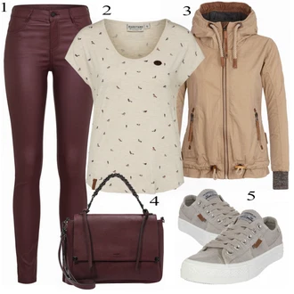 Outfit s Tmavě červená/Vínová/Fialová/Růžová Kožená bunda/Kotníková Bota/Motorkářské Džíny/Capri Džíny/Zkrácené Džíny/Džíny s Rozparkem/Slim Fit Džíny/Kožené Boty/Termální Džíny/Kožená Pánská Bund Vila "Naketano Vzhled"