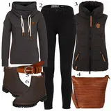 Outfity s černými kozačkami Timberland image