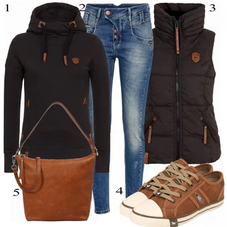 Outfit s Hnědá Teniska Mustang "Naketano Vzhled"