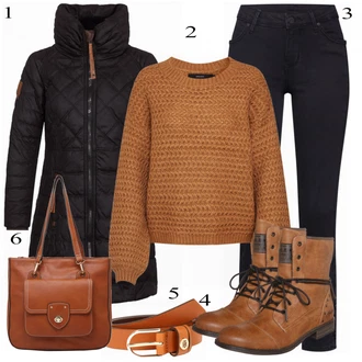 Outfit s Hnědá Šněrovací Bota/Zimní bota/Nízká bota na podpatku/Kozačka Šněrovací Kotníková Bota Mustang "Naketano Kabát"