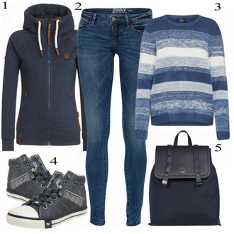 Outfit s Šedá Teniska Mustang "Naketano Mikina"