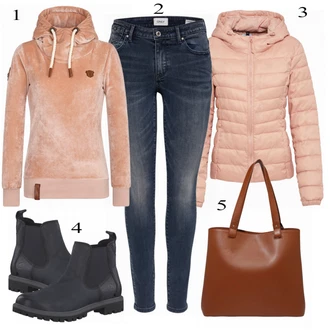 Outfit s Růžová Prošívaná Bunda/Podzimní bunda/Puchová Bund/Bunda s Kapucí/Sbalitelné Bund/Nafukovací Bund/Letní peřová bunda/Udržitelná bunda/Zimní Bund Only "Naketano Sweatshirt"