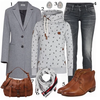Outfit s Béžová/Hnědá/Zelená Bota Bez Tkaničky/Vintage šněrovací bota/Podpatek na klínku/Goodyear welted bota Hub "Naketano Sweatshirt"