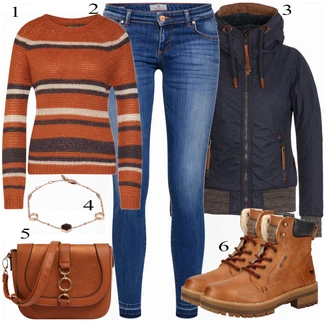 Outfit s Hnědá Kozačka Mustang "Naketano bundy"