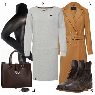 Outfit s Černá Punčocháče/Vlněný punčocháč/Zimní punčochy/Podpůrný punčocháč/Punčocháče Velká Velikost Falke "NiceLook"