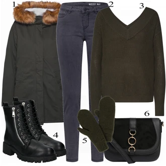 Outfit s Černá/Šedá Mokasín/Mokasín/Lodička s Přezkou/Teniska s dírkovaným vzorem/Chunky Tenisky/Barefoot bota/Tenisky s Bočním Zipem About You "Noisy May Džíny"