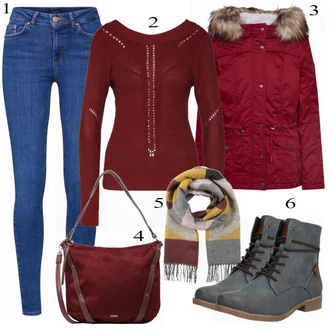 Klasické Outfit s Modrá/Světle modrá Kožená bunda/Kotníková Bota/High Waist Džínové Kalhoty/Kožené Boty/Push up Džín/Džín s Nízkým Pasem/Džíny s Nízkým Sedem Pieces "Noisy May Pullover"Look: Styl, Klasické, Cool, Disko, Krásný, Old Money, Skromné