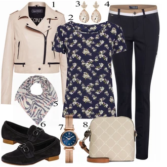 Outfit s Modrá Street One "OAKWOOD KABÁT"