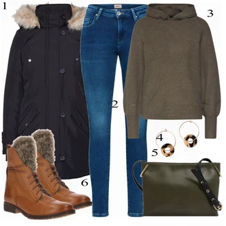Zima Outfit s Černá Teniska Zimní Tenisky/Zimní Šaty/Zimní čepice/Zimní rukavice/Podzimní bunda/Zimní Parka/Zimní Pletené Šaty/Zimní Sukně/Zimní legína/Zimní bota/Zimní Kalhoty/Zimní kotníková bota/Zimní Kozačka VERO MODA "OBJECT Svetr"