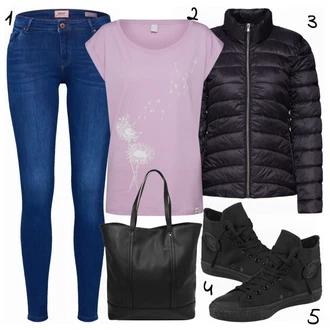 Outfit s Černá Bota Plátěná teniska Converse "Only"